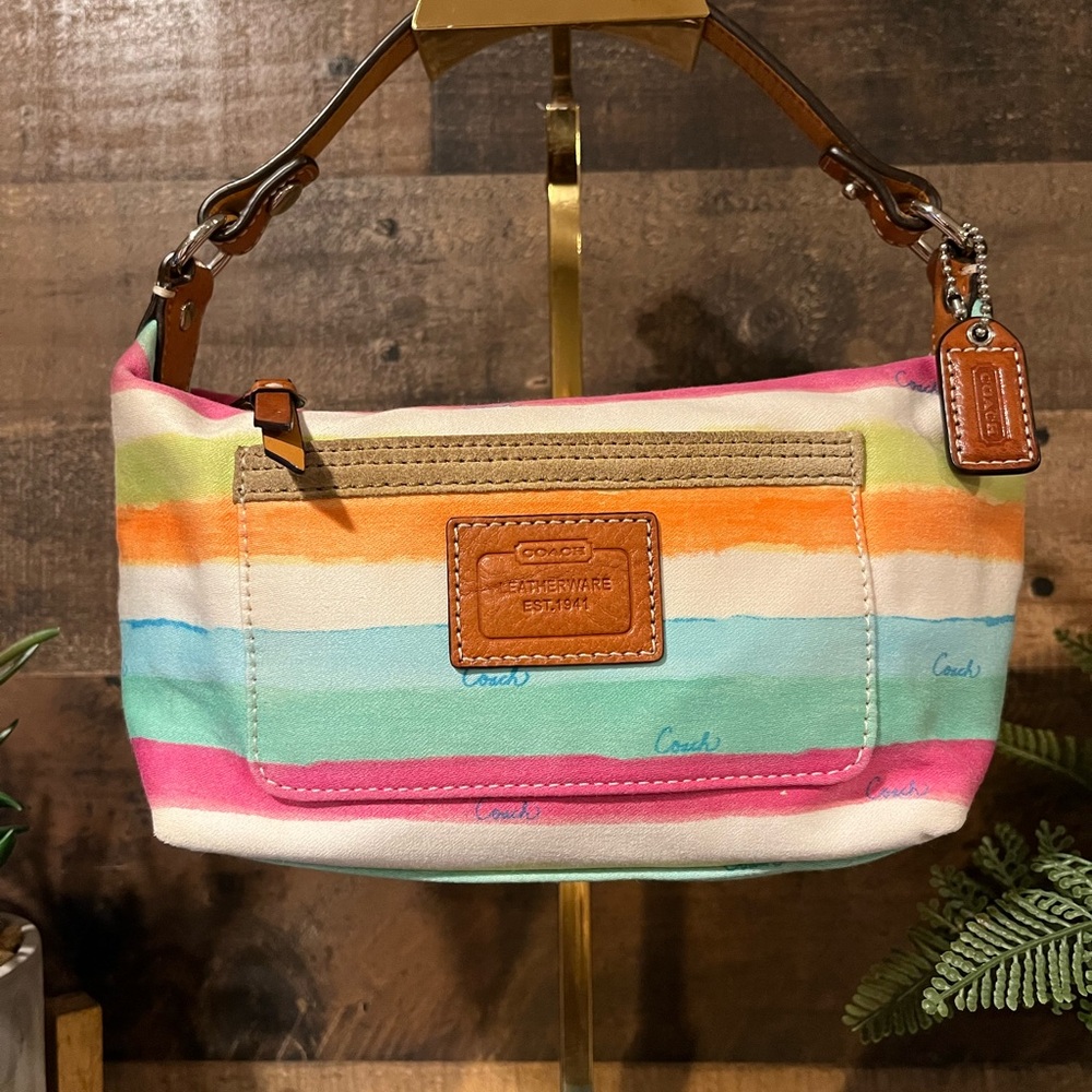 Coach Mini Purse Stripe Y2K Pink White